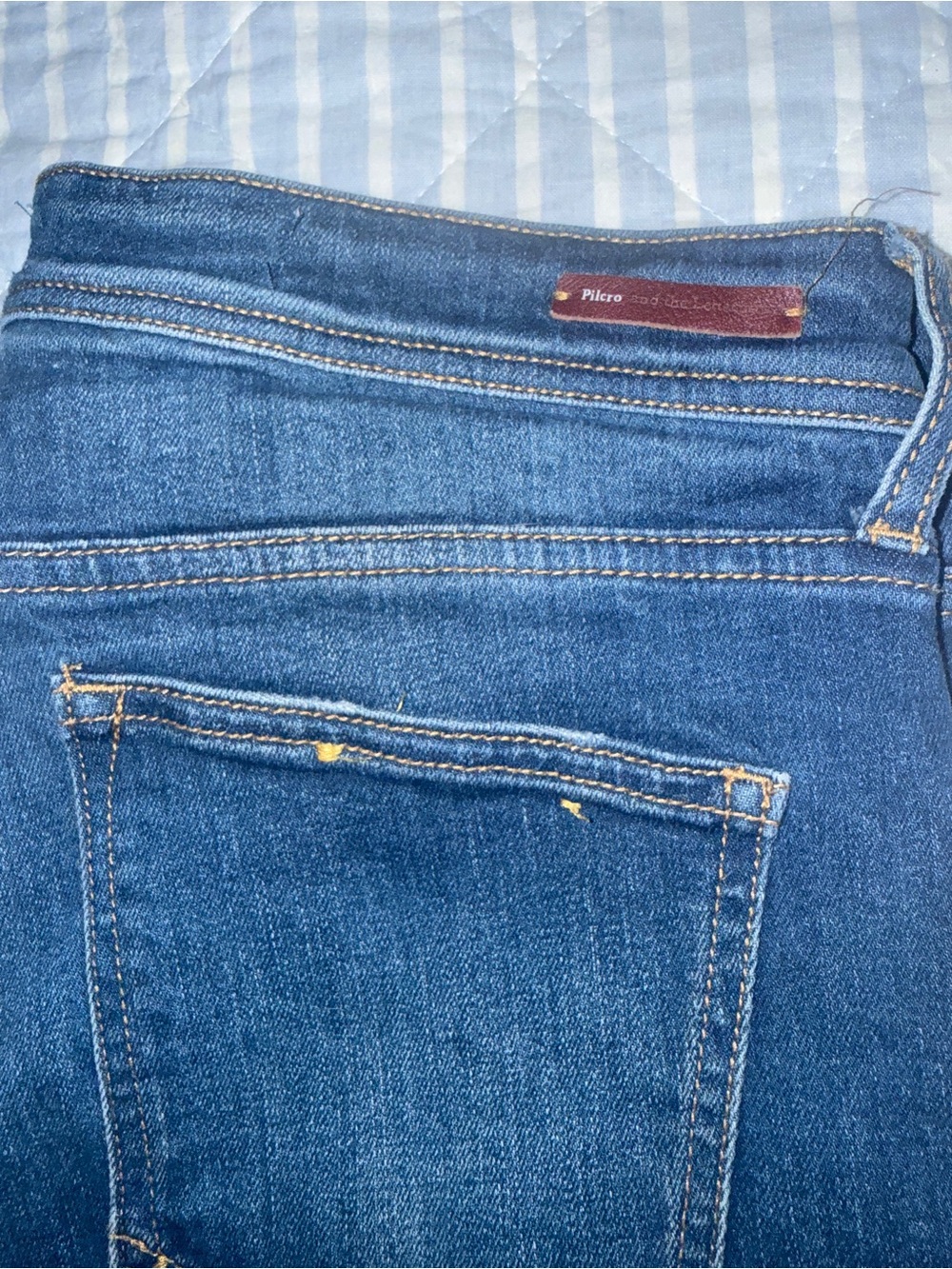 Pilcro and the Letterpress Mid-Blue Jeans with Orange Side Stripe - Picture 5 of 8